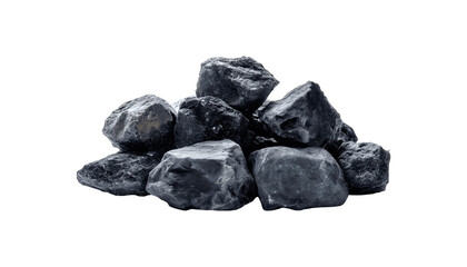 Fototapeta premium A group of large black rocks stacked together