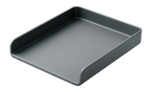 Gray metal letter tray with rubber feet