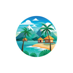Obraz premium tropical beach resort illustration overwater bung 