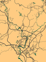 Shaoguan China City Street Map. Abstract painting modern urban travel art downtown landmarks artwork