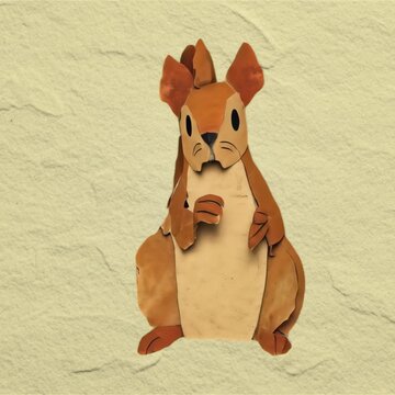 Origami squirrel animation isolated asset, transparent 4K video, alpha channel, ProRes 4444