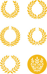 Elegant golden laurel wreaths perfect collection for awards, achievements, and celebrations