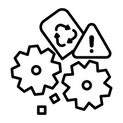 An icon indicating the danger of lithium-ion batteries inside a crusher.