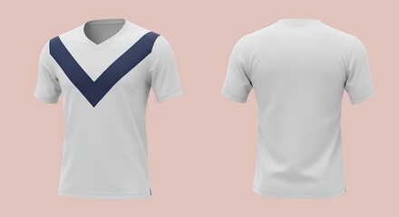 Realistic Detailed Short Sleeve V Neck T-Shirt Clothing Mockup 3D Render