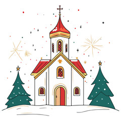 Fototapeta premium mass, christmas, festival, religion, vector, transparent background, church, winter, chapel, culture, faith, people, god, nativity, religious, season, celebration, xmas, december