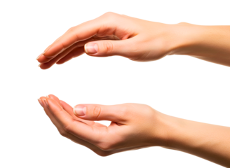 Two hands forming a triangle shape isolated on transparent background
