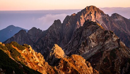 Stunning Mountain Landscape at Sunset, Nature Adventure in the High Peaks, Scenic View