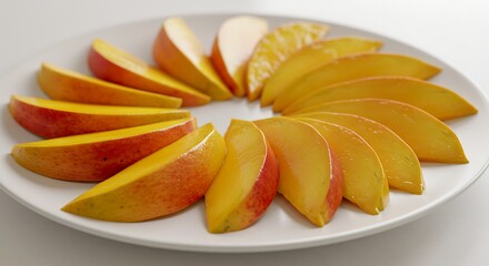 Delicious Slices of Mango on a White Plate for Snack