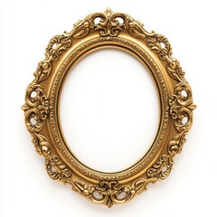 An isolated vintage oval round photo frame sits over a plain white background