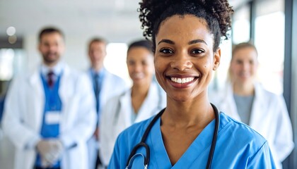 Smiling medical team leader