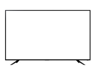 Modern flat screen television with stand isolated on transparent background