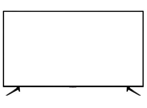 Modern flat screen television with stand isolated on transparent background