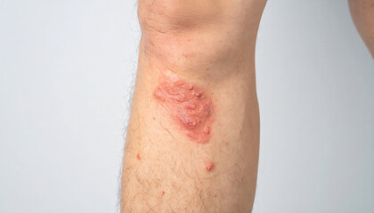 Close-up of a Skin Condition on a Leg Psoriasis or Eczema