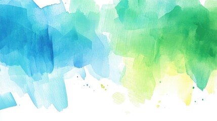 Abstract watercolor painting background with serene blue and vibrant green hues
