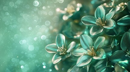shimmer with green flowertson isolated background -