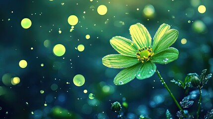 shimmer with green flowertson isolated background