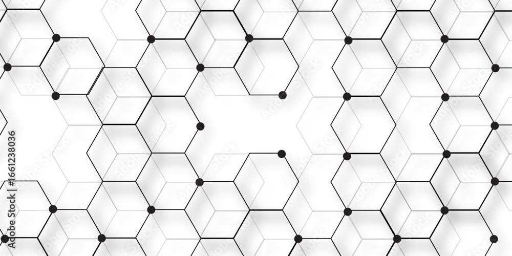 Poster technology abstract white digital background of connected dot with black line .many squares and rect