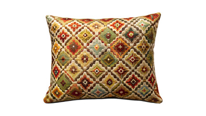 Obraz premium Decorative pillow with geometric pattern isolated on transparent background adds a touch of style and comfort to any room