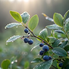 blueberries on a branch