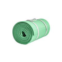 Rolled-Up Light Green Exercise Mat with Straps