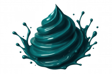 Teal liquid cream swirling dynamically, creating textural splash with vibrant color potential for graphic design backgrounds