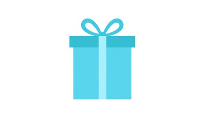 Simple Blue Gift Box, White Background