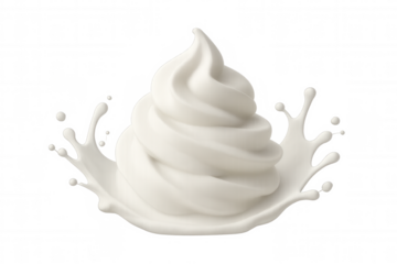3d rendering of a swirling and splashing whipped cream against transparent background, perfect for food and beverage advertising
