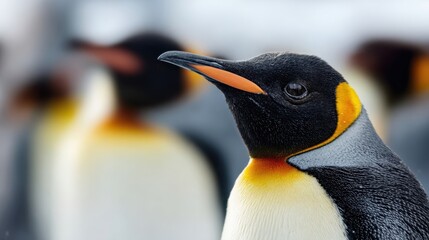 The majestic emperor penguin in a wintry landscape showcasing its vibrant features.
