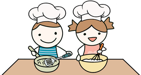 children cooking in the kitchen