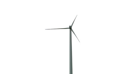 Modern white wind turbine on plain background