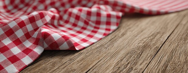 Obraz premium The Tablecloth Draped Across a Rustic Wooden Table in Cozy Kitchen