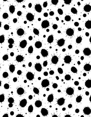 Fototapeta premium Ink splatter pattern, seamless design, white background