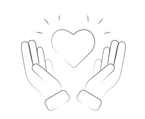 Hands saving a heart line art