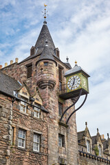 The bell tower of Canongate Tolbooth in Old town of Edinburgh. Scotland