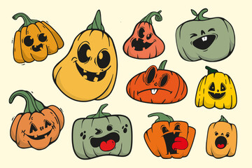 Funny Spooky Pumpkins Halloween Clipart