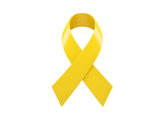Yellow awareness ribbon symbol of support isolated on transparent background