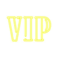 Yellow Neon VIP Sign Exclusive Access Symbol.