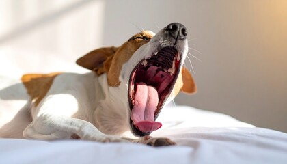 Sleepy dog with tongue out