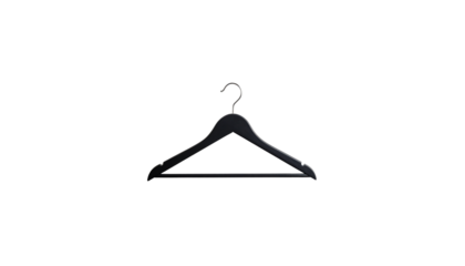 A wooden coat hanger, an empty object for hanging clothes, is isolated on a white background