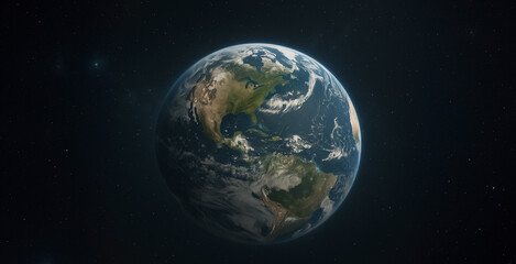 Obraz premium Vibrant Earth: Capturing the breathtaking detail of Earth from space, the image showcases the planet's diverse continents, oceans, and atmospheric beauty.