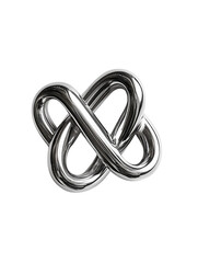 Naklejka premium Chrome Infinity Knot reflects smooth surface, product photography, branding.