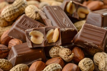 Peanut butter candies, various peanut-based candies such as peanut slices or chocolate-covered peanuts, etc., food preparation  