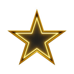 Glowing Golden Star with Neon Outline.