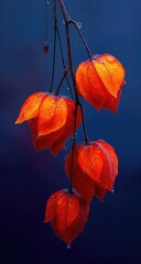 Obraz premium Orange lantern-like flowers on a branch