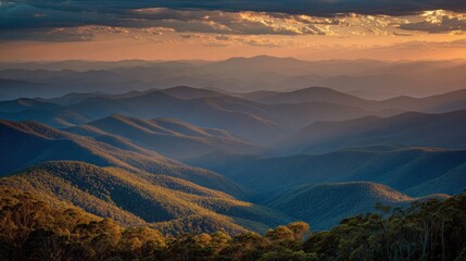Obraz premium Mountain range sunset panorama