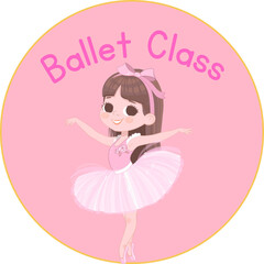 Cute Cartoon Ballerina Girl Dancing in Pink Tutu, Vector Illustration for Kids and Childhood
