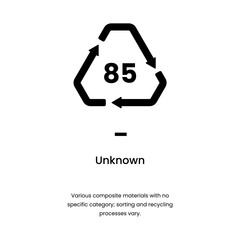 Recycle sign for 85 unknown material waste