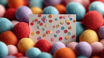 Blank Card on Colorful Confetti Background – Festive Invitation Mockup