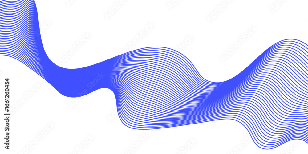 Poster abstract blue smooth wave on a white background. dynamic sound wave. vector illustration.