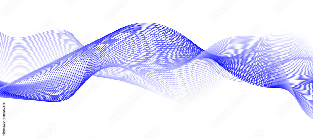 Poster abstract blue smooth wave on a white background. dynamic sound wave. vector illustration.